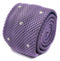 lavender purple skinny knitted tie with white polka dots